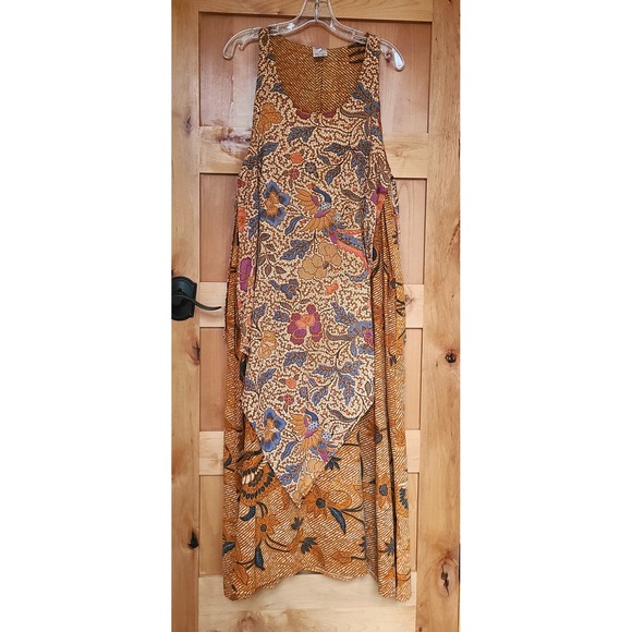 Blue Ginger 100% Cotton Bohemian Maxi Dress MEDIUM Fall Tapestry Boho Crunchy M - Picture 2 of 11